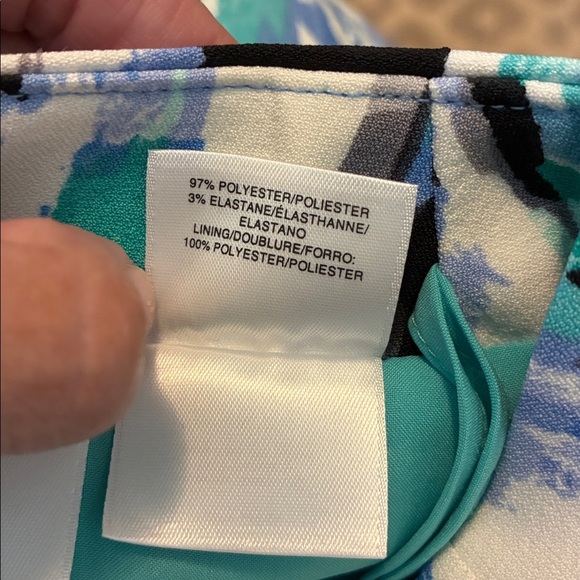 Kasper Teal White Black Watercolor Pencil Skirt - Picture 6 of 6